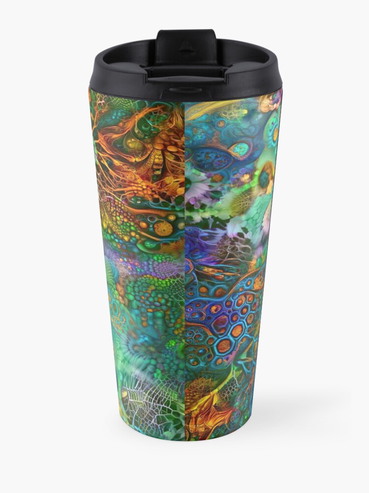 Alternate view of Deepdream floral fractalize abstraction Travel Mug