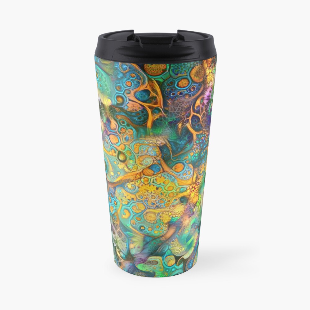Deepdream floral fractalize abstraction Travel Mug