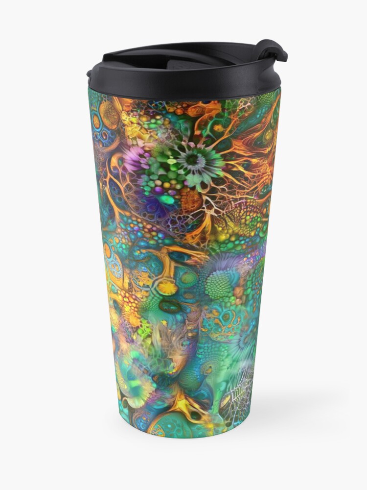 Alternate view of Deepdream floral fractalize abstraction Travel Mug