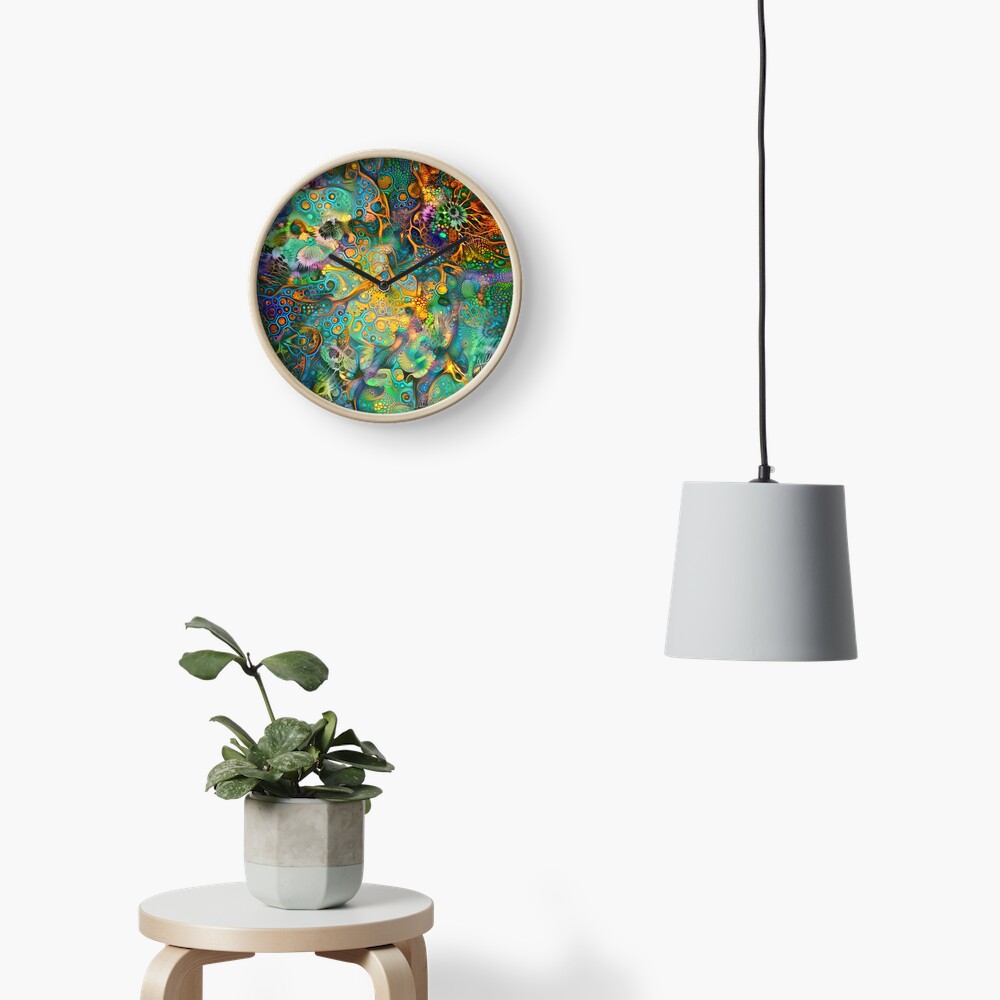 Deepdream floral fractalize abstraction Clock