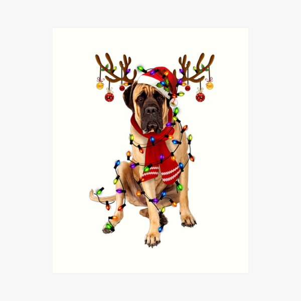 Item preview, English Mastiff Christmas Reindeer Christmas Lights Pajama designed and sold by Ibettson Justine.