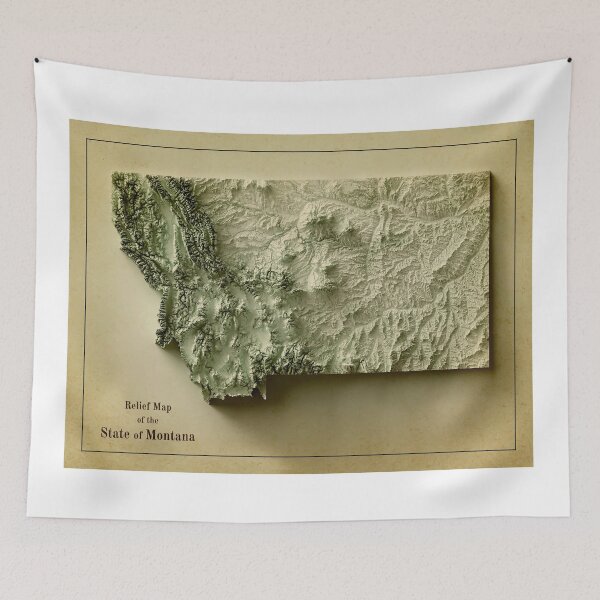 Item preview, Montana Relief Map 3D digitally-rendered designed and sold by ThinkAboutMaps.