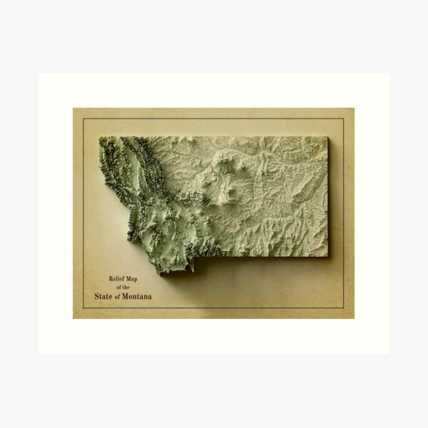 Item preview, Montana Relief Map 3D digitally-rendered designed and sold by ThinkAboutMaps.