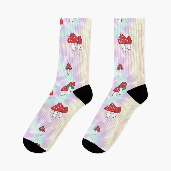 Item preview, Aesthetic Red Hatted Mushrooms and Butterflies on a Rainbow Pastel Tie Dye Background designed and sold by Good-Find.