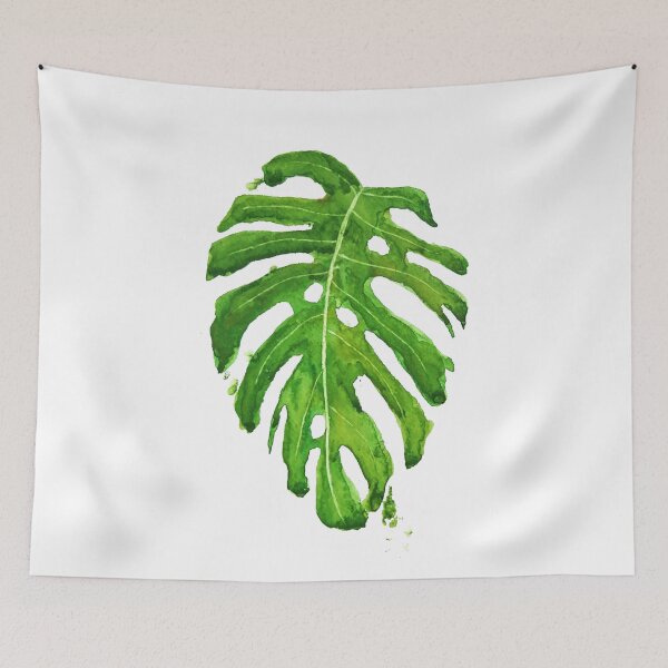 Item preview, hand painted green Monstera leaf watercolor designed and sold by ColorandColor.