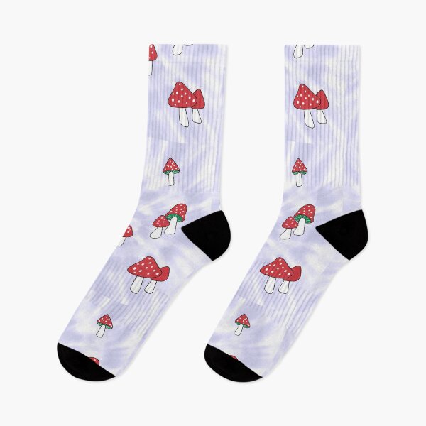 Item preview, Aesthetic Red Hatted Mushrooms and Butterflies on a Lilac Pastel Tie Dye Background designed and sold by Good-Find.