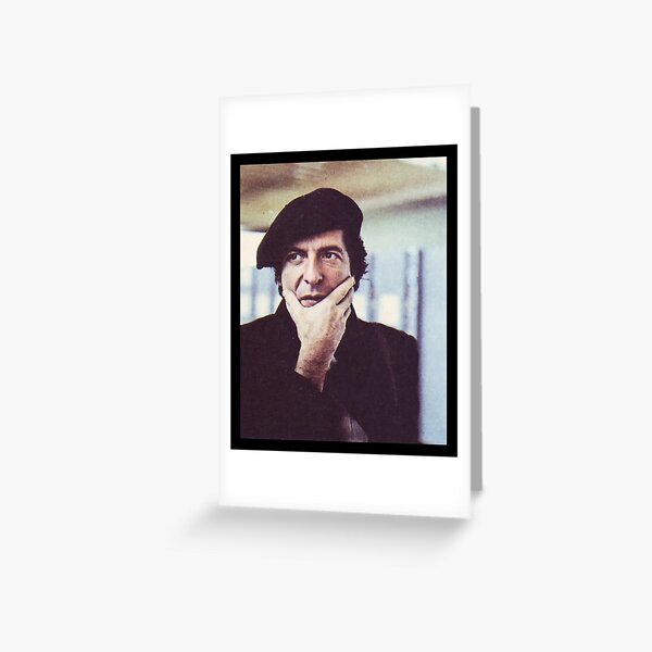 Leonard Cohen Foto in Baskenmütze - Schwarz Grußkarte