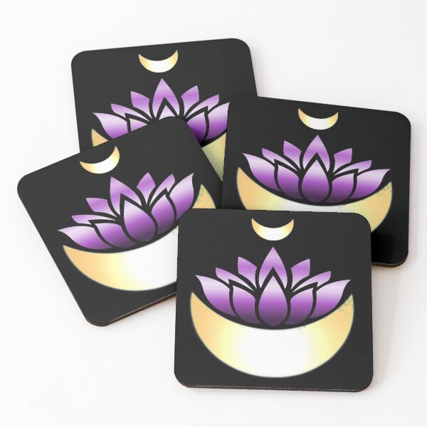 Item preview, Purple Lotus With Double Gold Crescent Moons designed and sold by RosieSunflower.