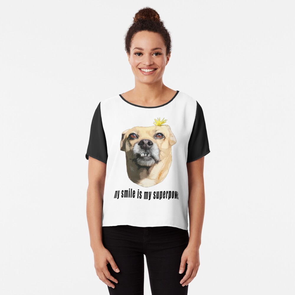 My Smile is My Superpower - Chihuahua Dog with Flower Chiffon Top