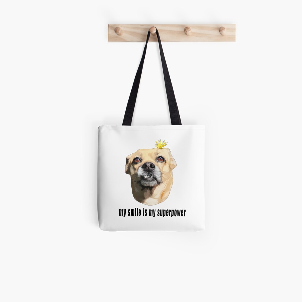My Smile is My Superpower - Chihuahua Dog with Flower Tote Bag