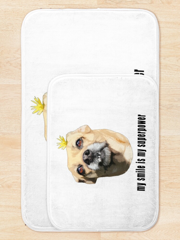 Alternate view of My Smile is My Superpower - Chihuahua Dog with Flower Bath Mat