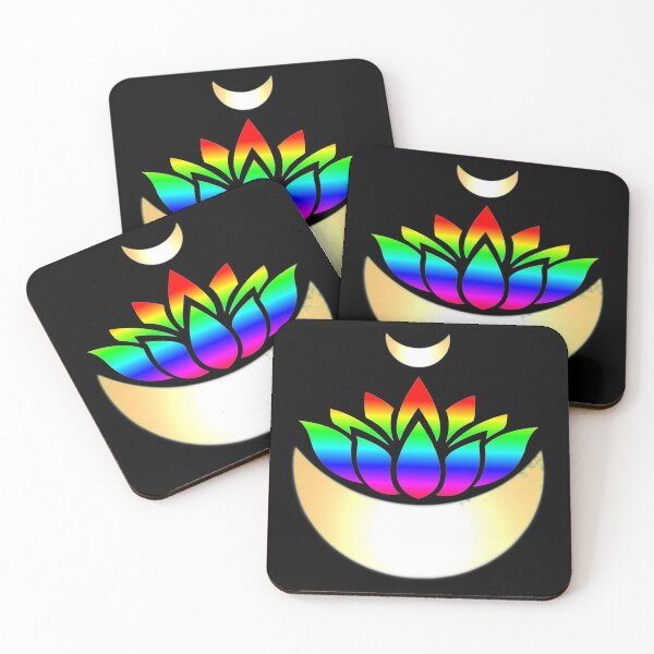 Item preview, Rainbow Lotus With Double Gold Crescent Moons designed and sold by RosieSunflower.