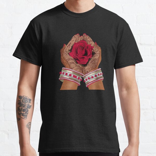 Desi mehndi henna hands with a rose and bangles Classic T-Shirt