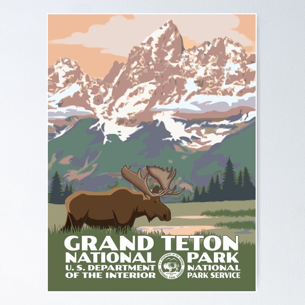 Vintage WPA-Style Grand Teton National Park Poster Poster