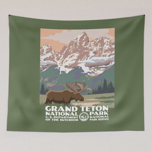 Item preview, Vintage WPA-Style Grand Teton National Park Poster designed and sold by travelwitheric.