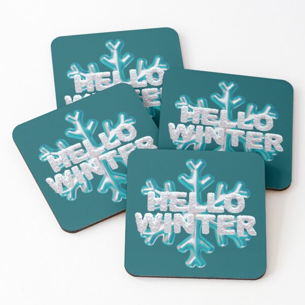 Item preview, “Hello Winter” Snowbank & Snowflake - Aqua on Dark Turquoise designed and sold by PawsitiveMum.