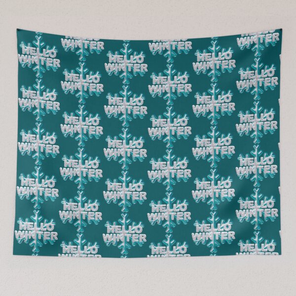 Item preview, “Hello Winter” Snowbank & Snowflake - Aqua on Dark Turquoise designed and sold by PawsitiveMum.