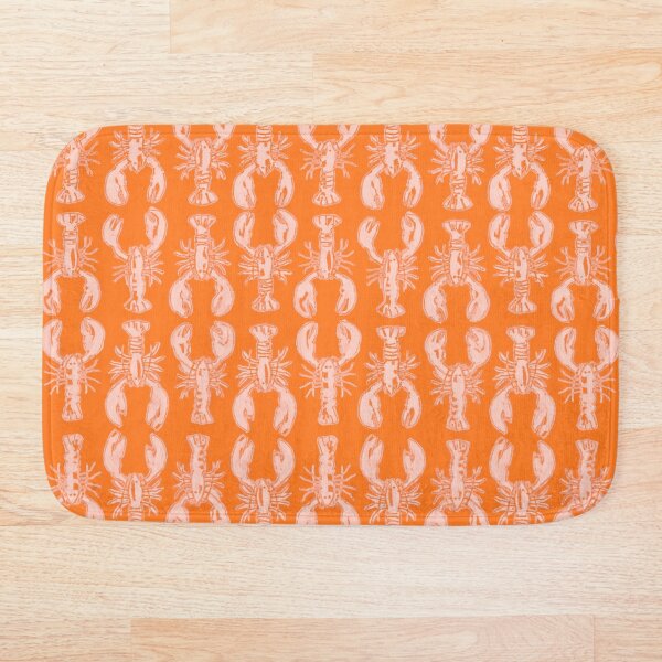 Cheerful orange lobster print Bath Mat