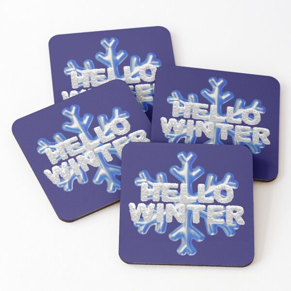 Item preview, “Hello Winter” Snowbank & Snowflake - Royal Blue on Dark Blue designed and sold by PawsitiveMum.