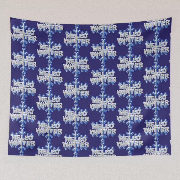 Item preview, “Hello Winter” Snowbank & Snowflake - Royal Blue on Dark Blue designed and sold by PawsitiveMum.