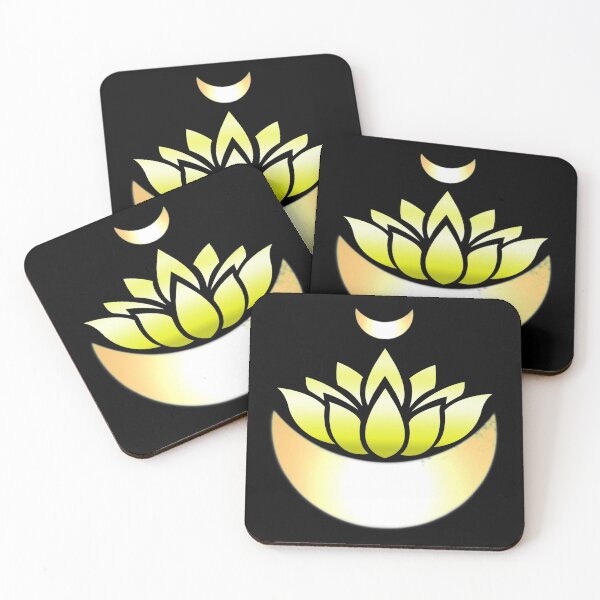 Item preview, Yellow Lotus With Double Gold Crescent Moons designed and sold by RosieSunflower.