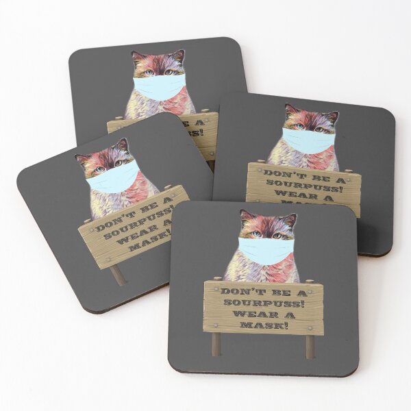 Item preview, Don't Be a Sourpuss Wear a Mask - Funny Cat Graphic designed and sold by Dorkification.