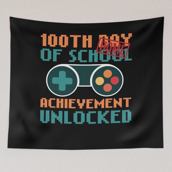 Item preview, 100th day of home school achievement unlocked video game controller designed and sold by mudrockdesign.