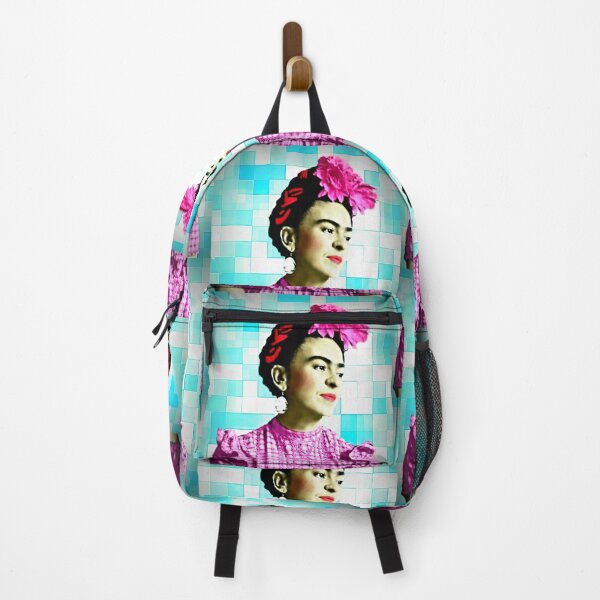 Item preview, Frida Kahlo Portrait Young Pink Aqua Blue designed and sold by FridaArtGallery.