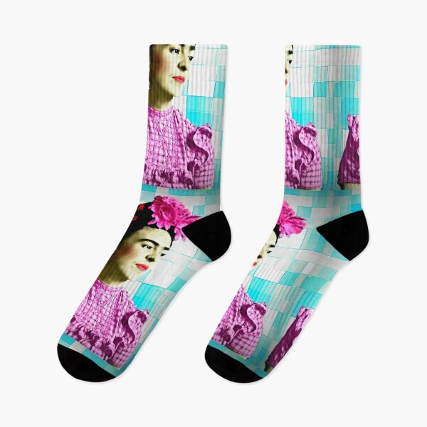 Item preview, Frida Kahlo Portrait Young Pink Aqua Blue designed and sold by FridaArtGallery.