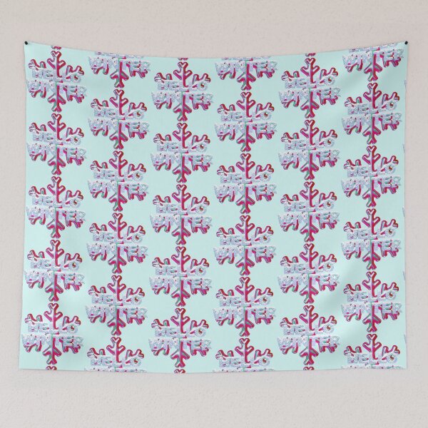 Item preview, “Hello Winter” Snow Fun - Wild Iridescent Pink on Accenting Sea Green designed and sold by PawsitiveMum.