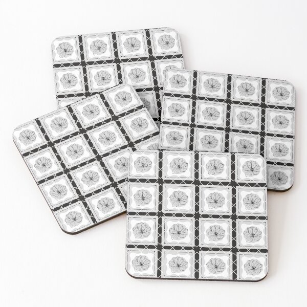 Item preview, Beautiful Black and White Tile Design with Floral Pattern designed and sold by shopsimply.