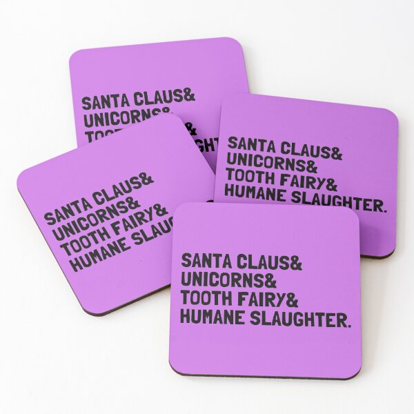Item preview, Santa Claus Unicorns ToothFairy | Veganism and Animal Rights | Magenta Square Black Text designed and sold by EarlessPierre.