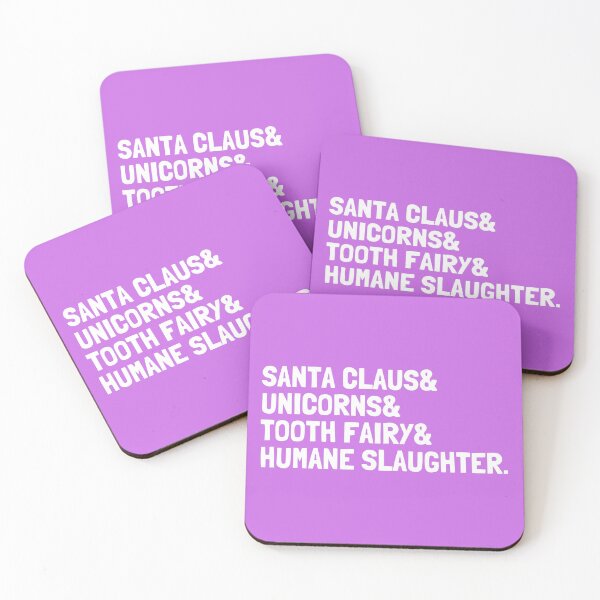 Item preview, Santa Claus Unicorns ToothFairy | Veganism and Animal Rights | Magenta Square White Text designed and sold by EarlessPierre.