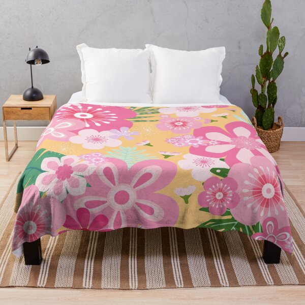 Artikelvorschau, Rosa Blumenparadies_Orange Hintergrund entworfen und verkauft von leBoosh-Designs.