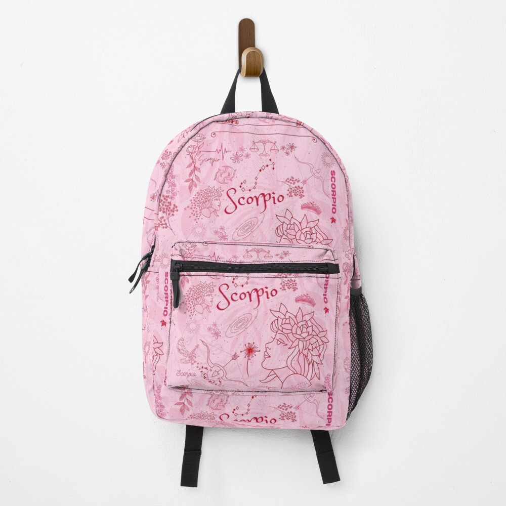 Sac A Dos Conception D Horoscope Du Zodiaque Signe Scorpion Rose Bebe Par Nihacollection Redbubble