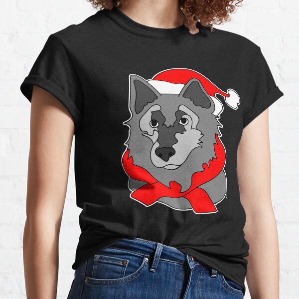 Santa Hat Wolf T Shirts Redbubble - husky roblox hat