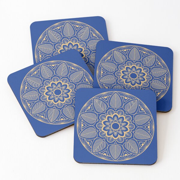 Artikelvorschau, Blau und Gold Mandala Muster entworfen und verkauft von ModkMerch.