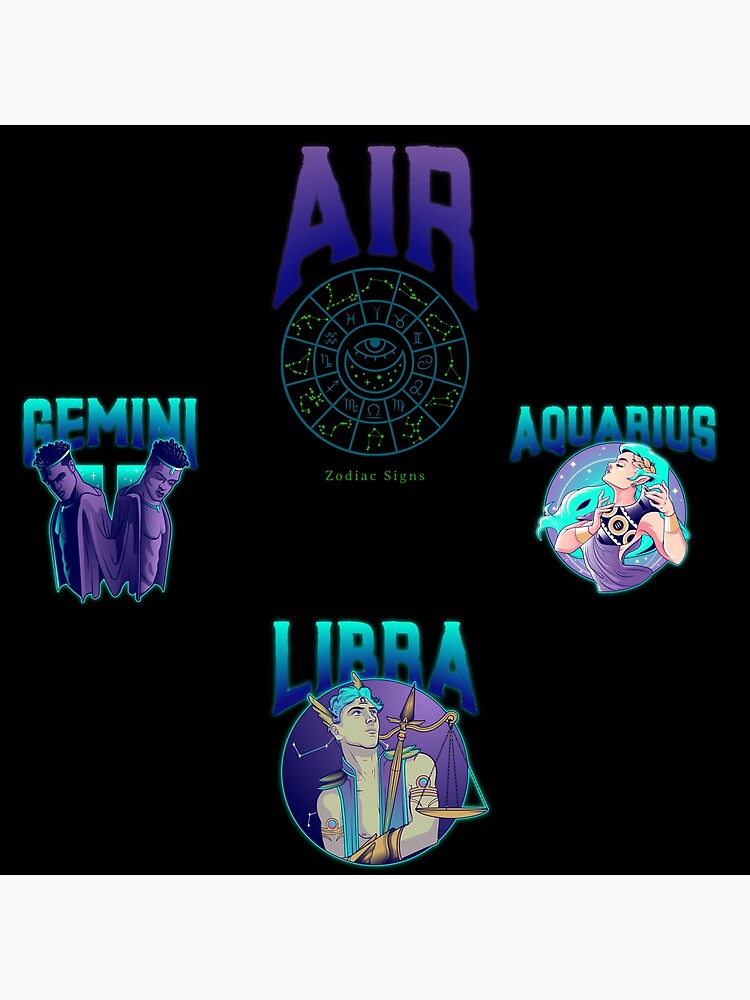 Air Signs Zodiac Sign Test Gemini Libra Aquarius Sticker Pack Poster