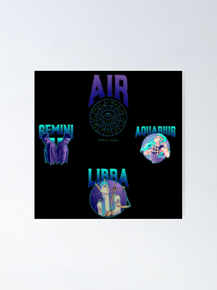 Air Signs Zodiac Sign Test Gemini Libra Aquarius Sticker Pack Poster