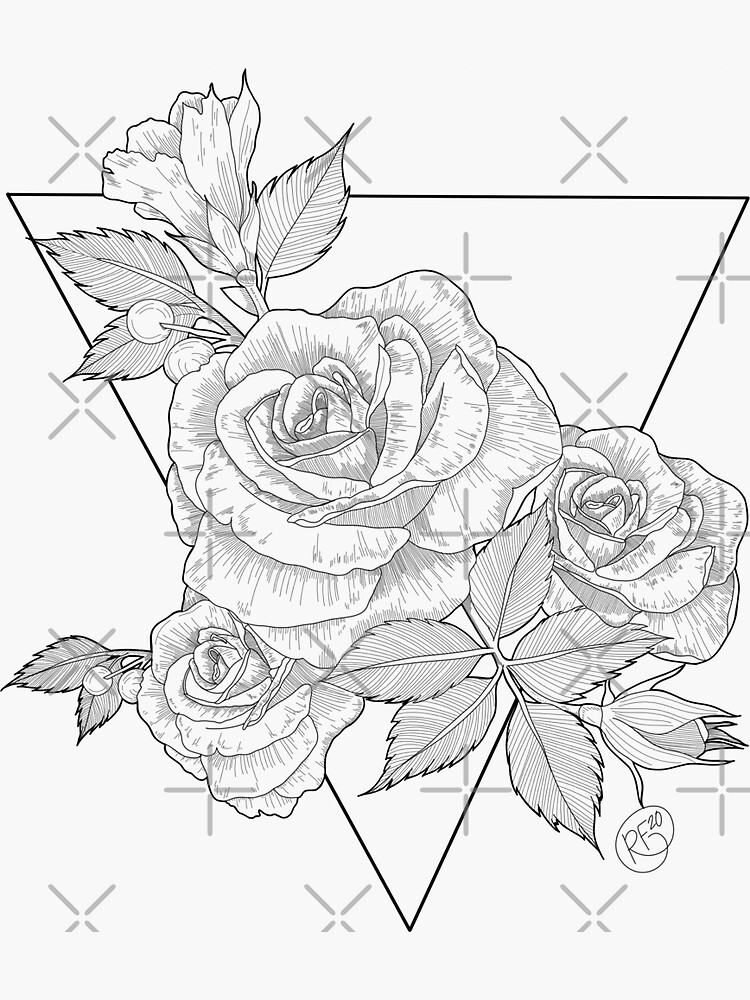 Geometric Rose Tattoo with Mandala Pattern