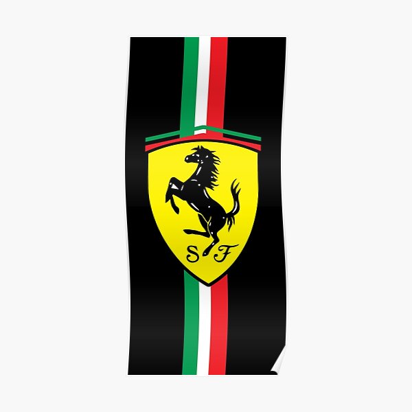 Diseño de logotipo de Scuderia Ferrari F1 con bandera de Italia Póster