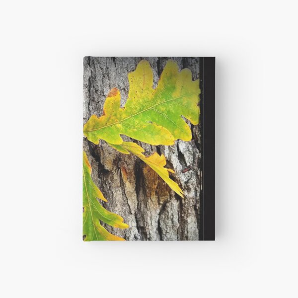 oak inspired oak leaves and bark, early fall Hardcover Journal
