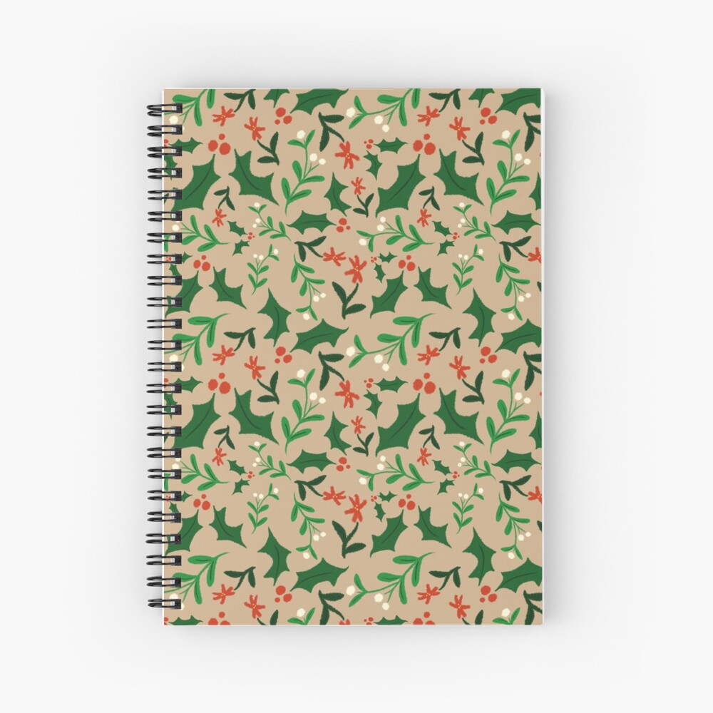 Christmas-Holly & Mistletoe Spiral Notebook