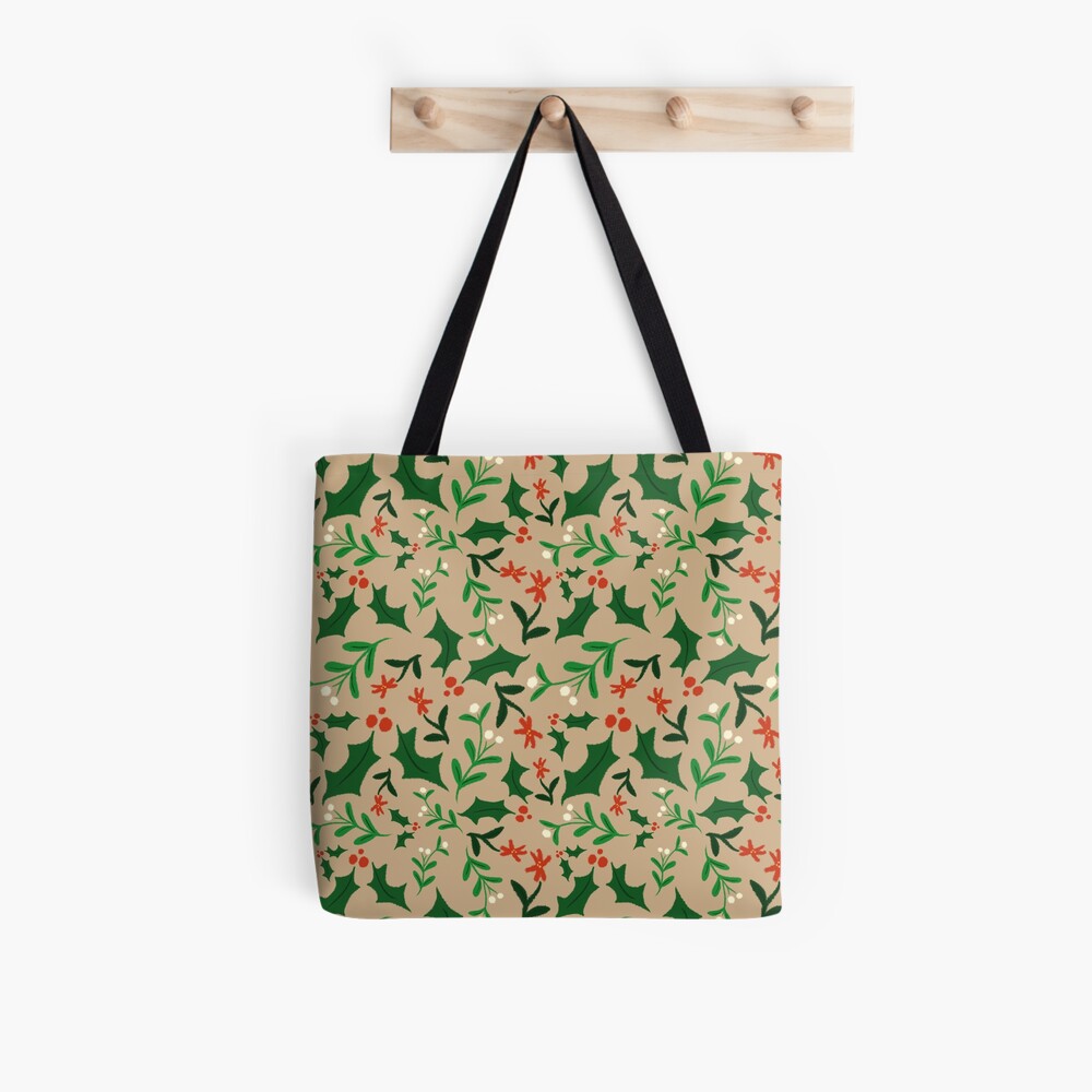 Christmas-Holly & Mistletoe Tote Bag