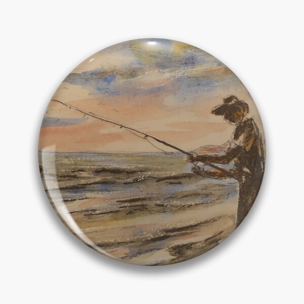 Item preview, Flying Fish Point Evening Beach Fishing 2 of Pair designed and sold by WrenCottage.