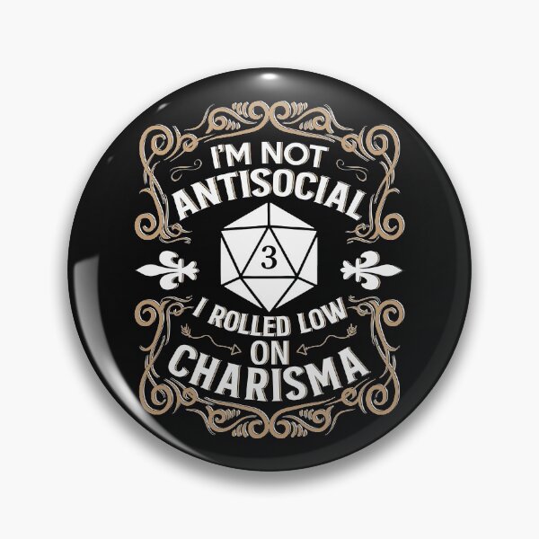 Item preview, Not Antisocial, Rolled Low Charisma Funny RPG Loves Dragons designed and sold by dotzi.