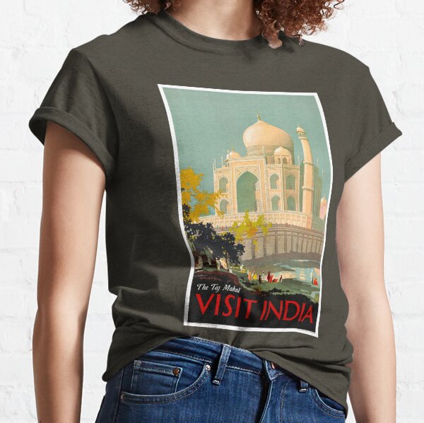Taj Mahal Visit India Vintage Reiseplakat restauriert Classic T-Shirt