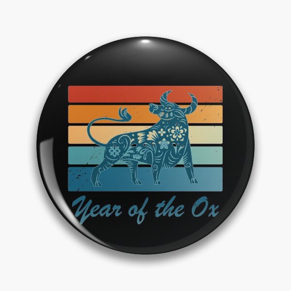 Item preview, Retro Vintage Chinese Zodiac Year Of the Ox 2021 New Year  designed and sold by LushCatDesign.