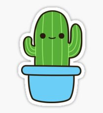 Cute cactus in blue pot Sticker