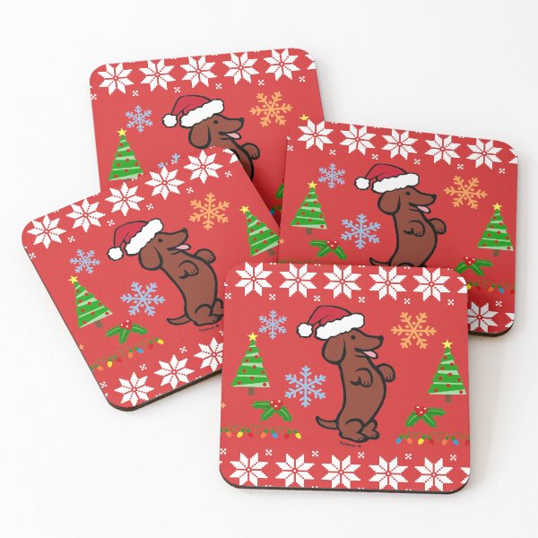 Item preview, Happy Red Smooth Dachshund Santa designed and sold by HappyLabradors.